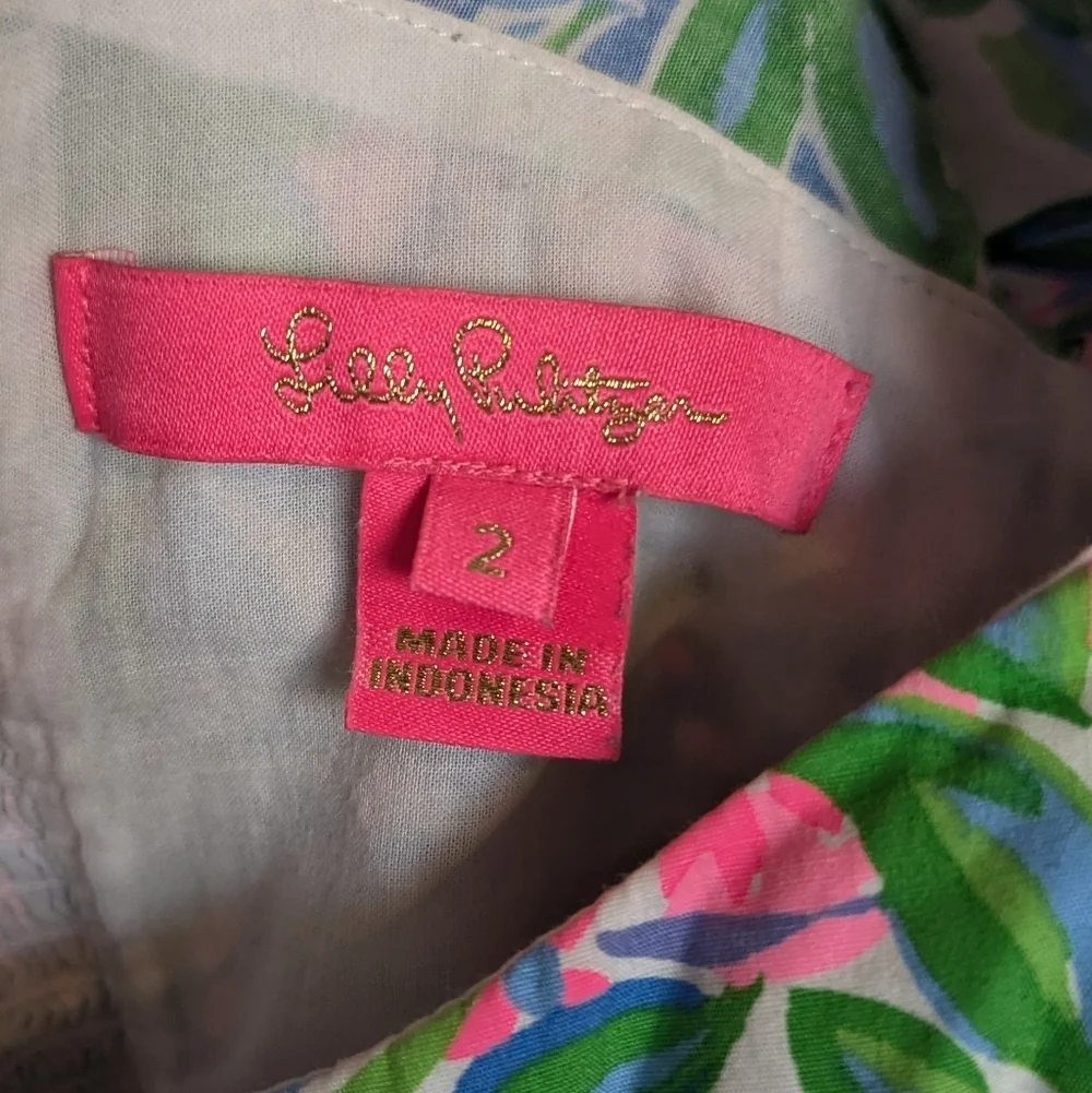Lilly Pulitzer Kay Puff Sleeve Top - Multi A Cherry On Top Pattern sz 2